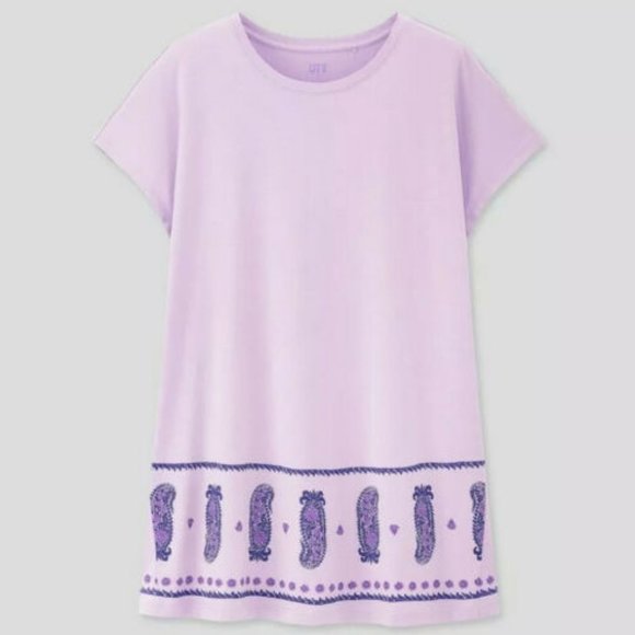 Uniqlo x Anna Sui Women Short Sleeve Tunic Purple - Picture 2 of 9